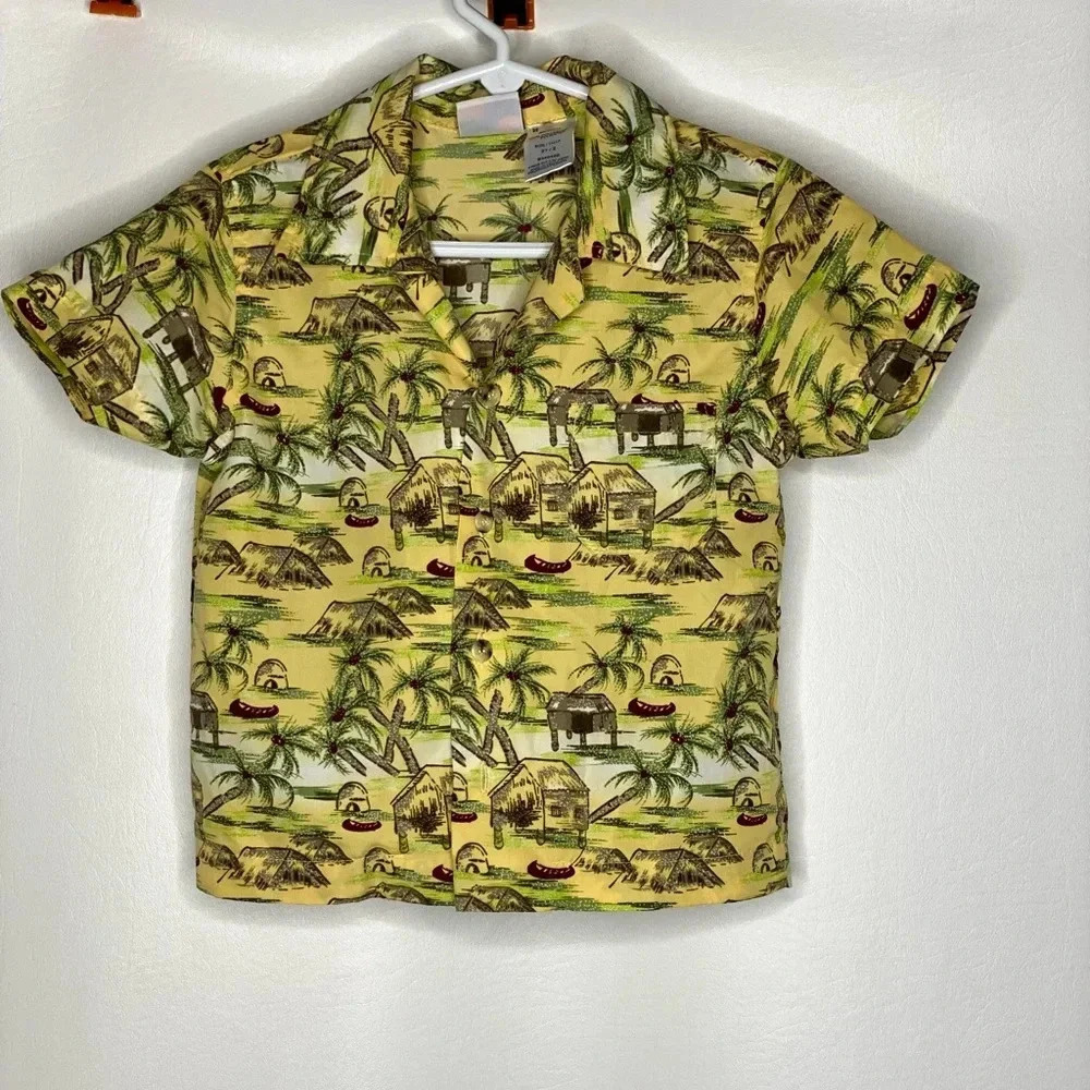 Baby togs toddler boys Hawaiian print palm tree shirt Sz 2T